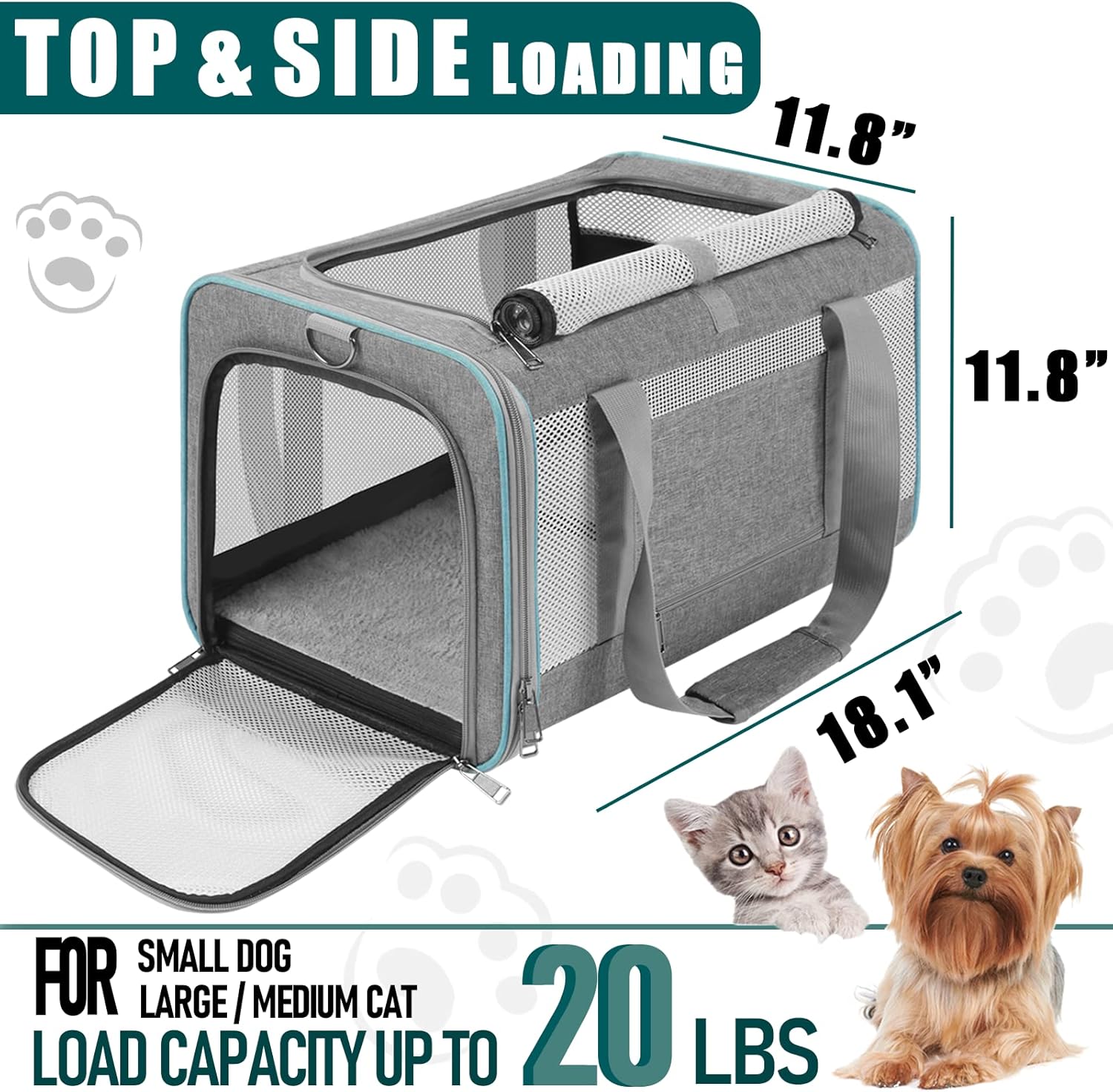 GAPZER Premium Pet Carrier for Large Cats and Small Dogs – Soft-Sided, Collapsible Travel Bag with Top-Load Access