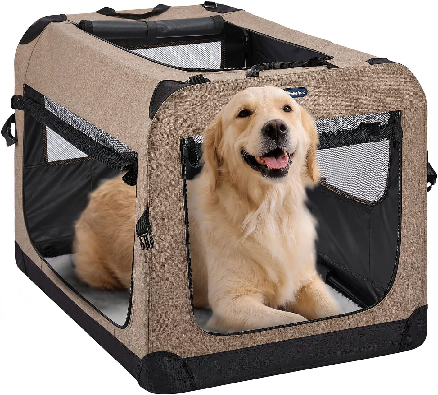 Veehoo Portable Folding Dog Crate – 36" Collapsible Pet Kennel with 3 Access Points, Ideal for Crate Training and Travel