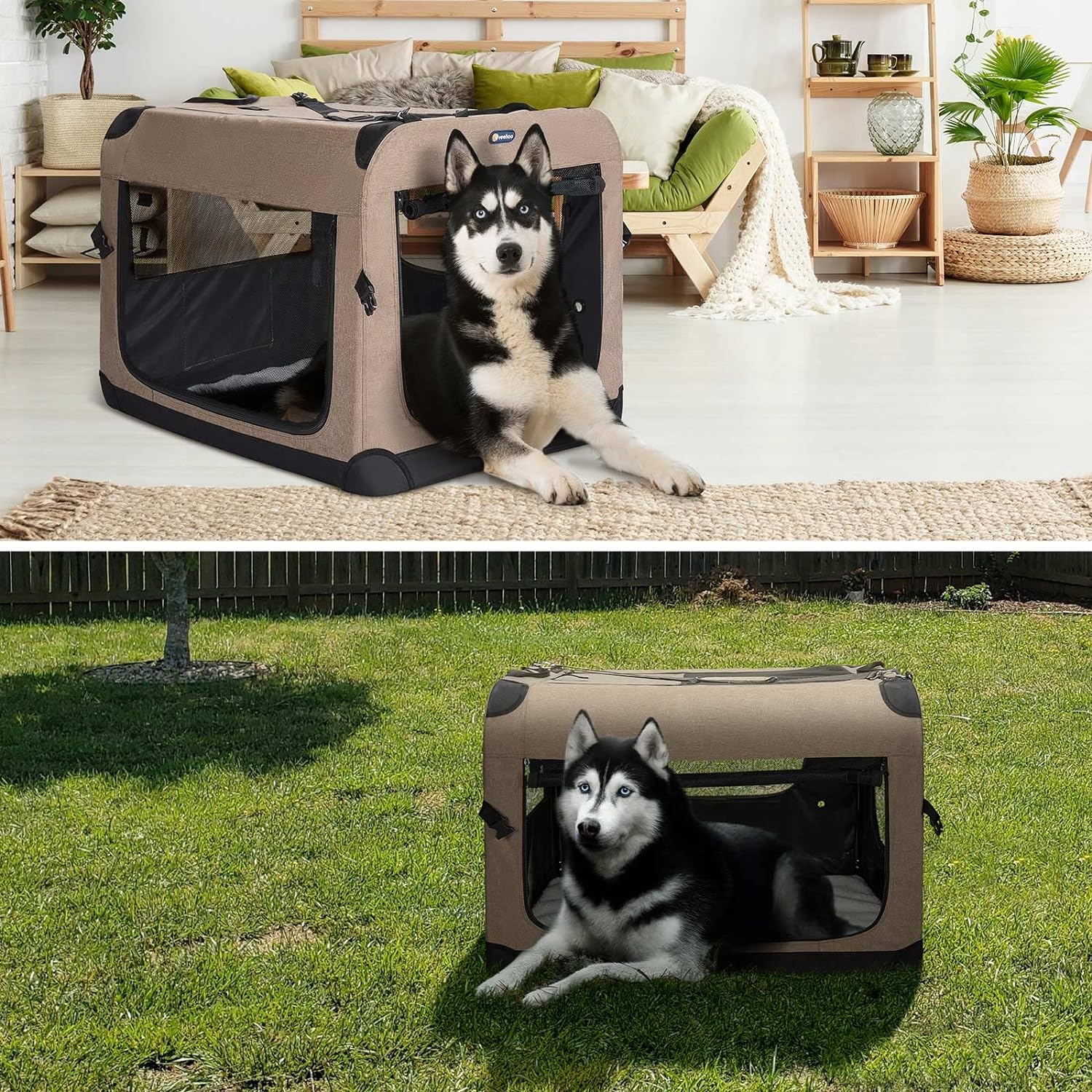 Veehoo Portable Folding Dog Crate – 36" Collapsible Pet Kennel with 3 Access Points, Ideal for Crate Training and Travel