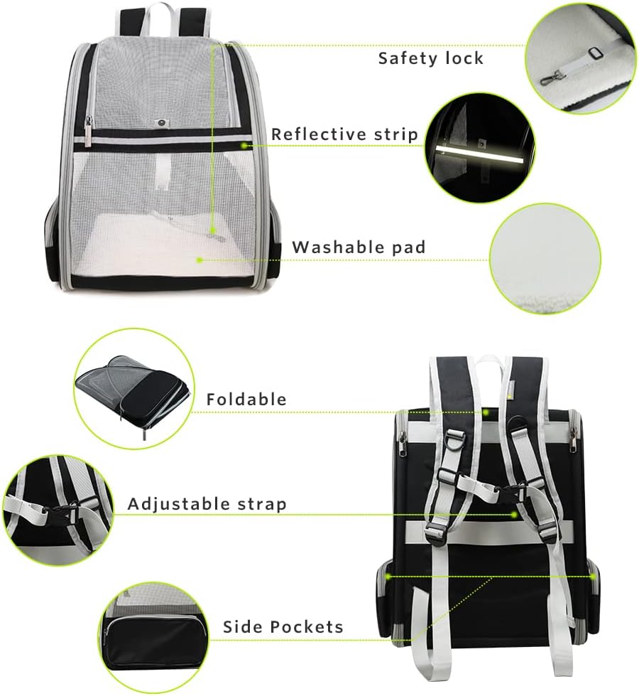 Texsens Deluxe Bubble Backpack Pet Carrier – Sleek Black Edition