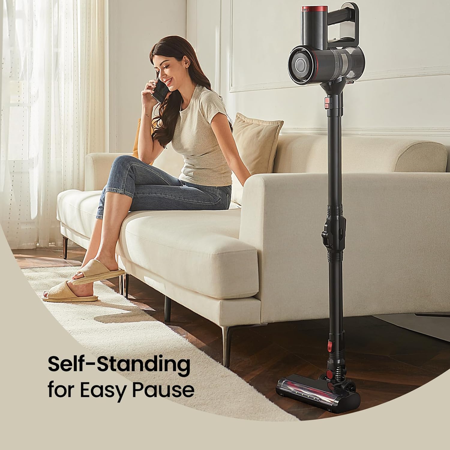 RONEAIR V200 Cordless Stick Vacuum Cleaner: Lightweight 6-in-1 Design for Versatile Cleaning on Hardwood, Carpets, and Pet Hair