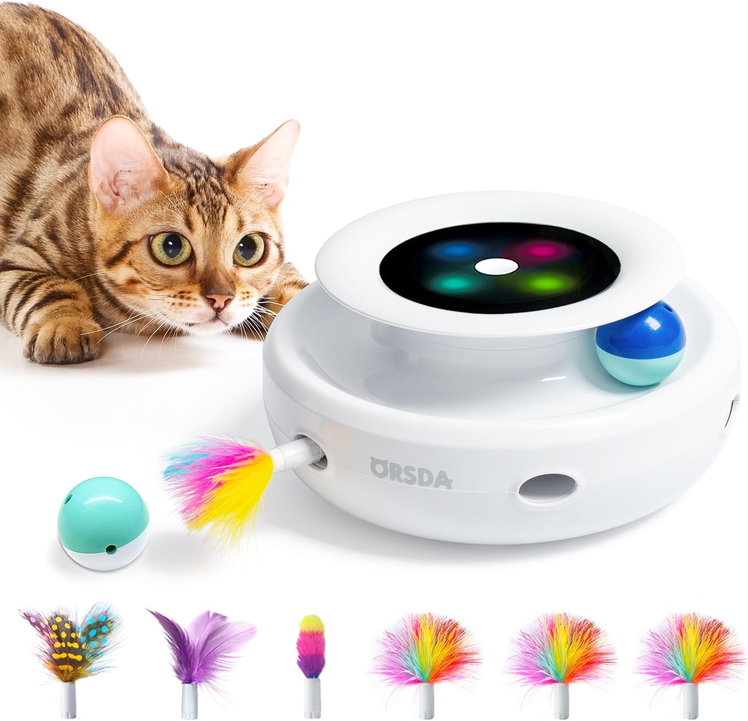 ORSDA 2-in-1 Interactive Cat Toy with Automatic Timer and Ambush Mouse – Engaging Indoor Play for Cats