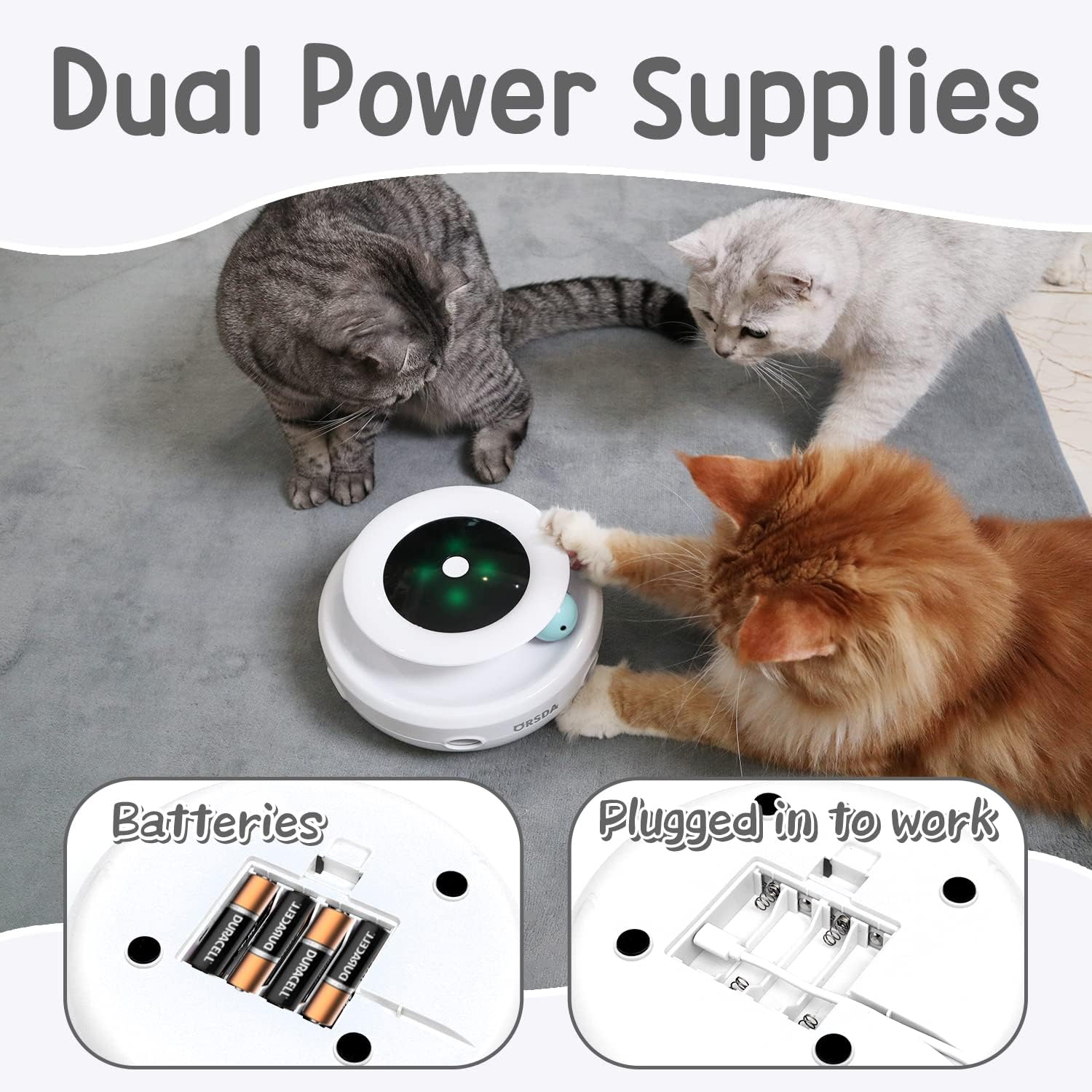 ORSDA 2-in-1 Interactive Cat Toy with Automatic Timer and Ambush Mouse – Engaging Indoor Play for Cats