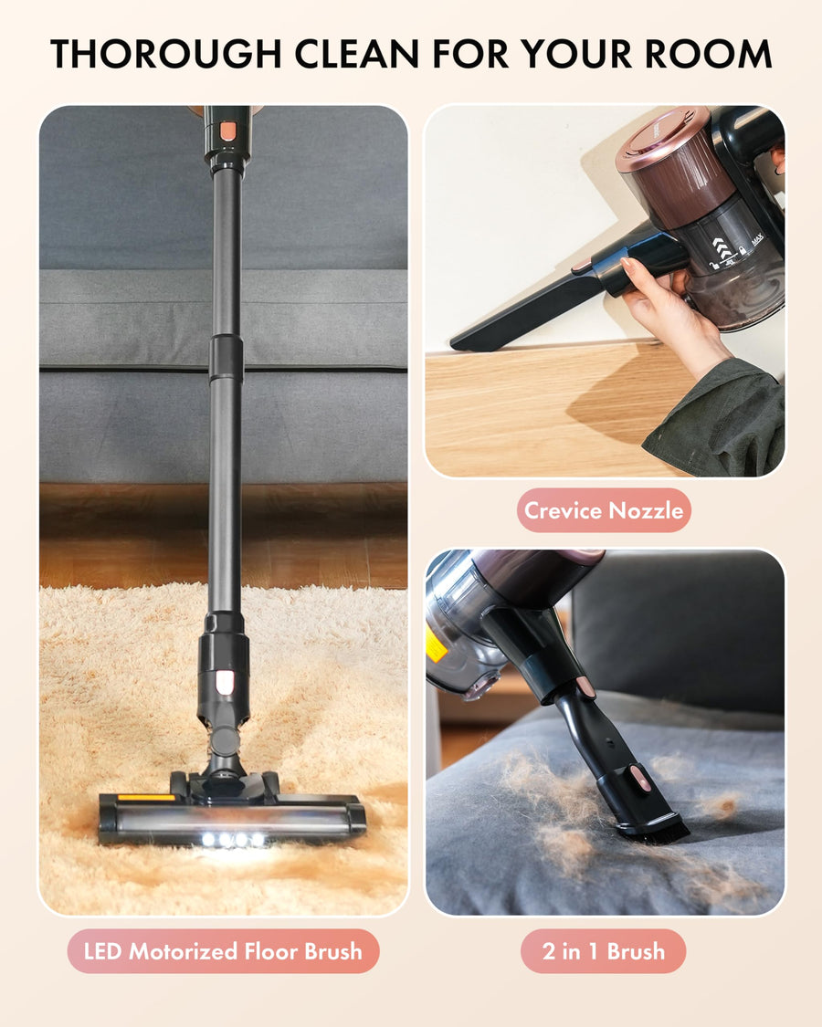 Homeika 28KPa Cordless Vacuum Cleaner – 380W Motor, 8-in-1 Versatile Lightweight Stick Vacuum with 50-Minute Runtime