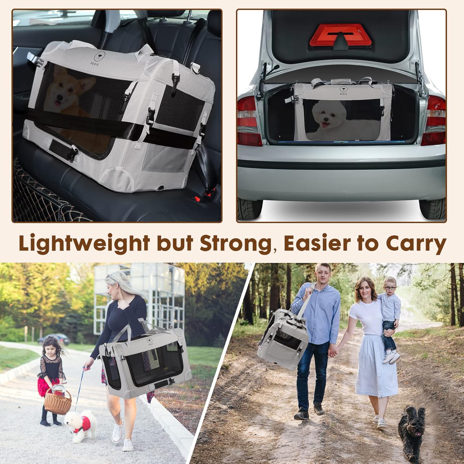 PEGIC Extra Large Soft-Sided Pet Carrier for Two Cats – Premium Portable Carrier for Travel and Everyday Use (24" x 16" x 16")