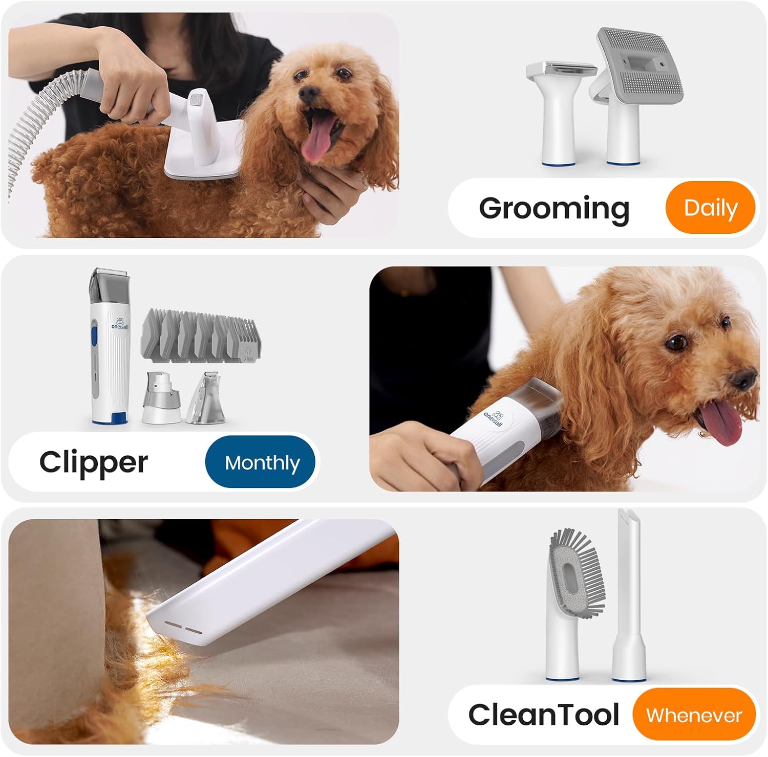 Professional Pet Grooming Vacuum and Clipper Kit - Complete Grooming Solution with Hair Vacuum, Nail Grinder, and 7 Grooming Tools