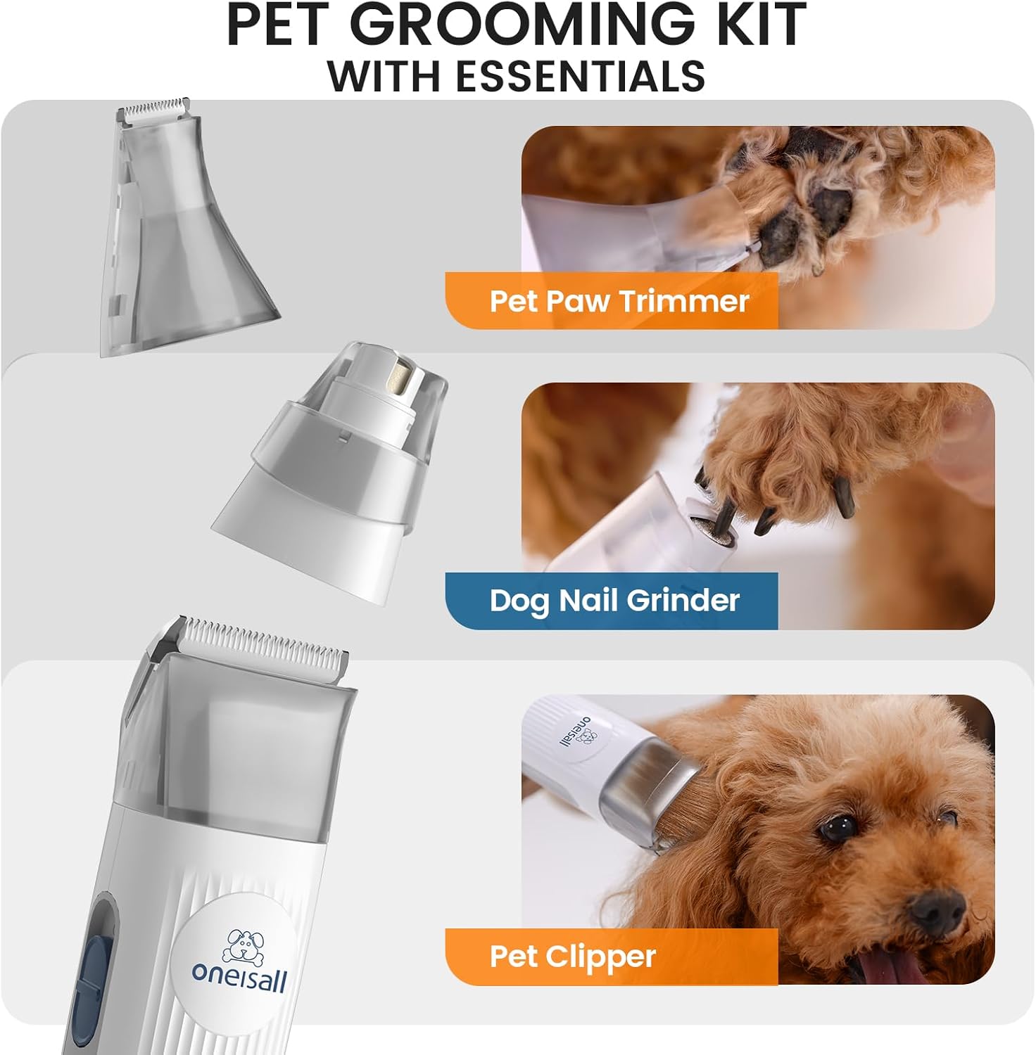 Professional Pet Grooming Vacuum and Clipper Kit - Complete Grooming Solution with Hair Vacuum, Nail Grinder, and 7 Grooming Tools