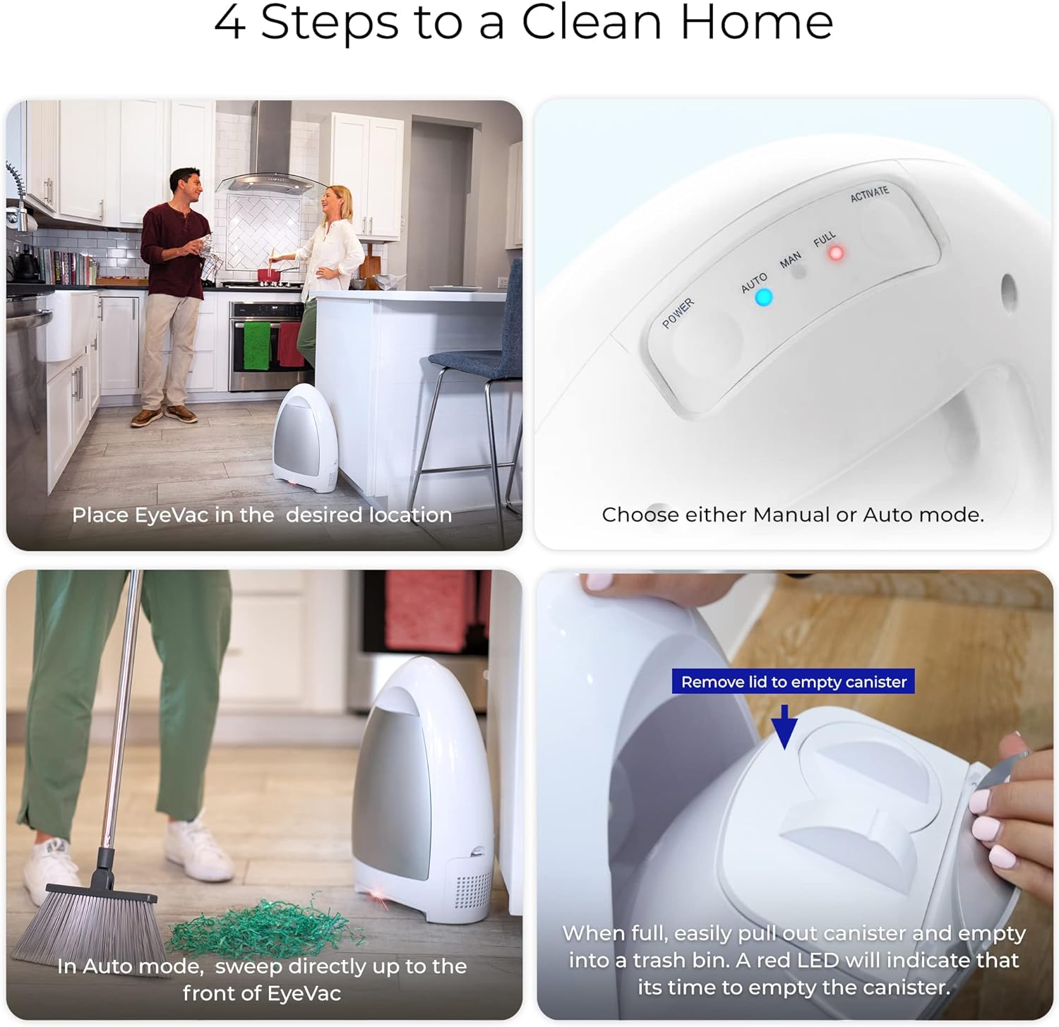 EyeVac Home Touchless Vacuum: Automatic Dustpan for Effortless Cleaning