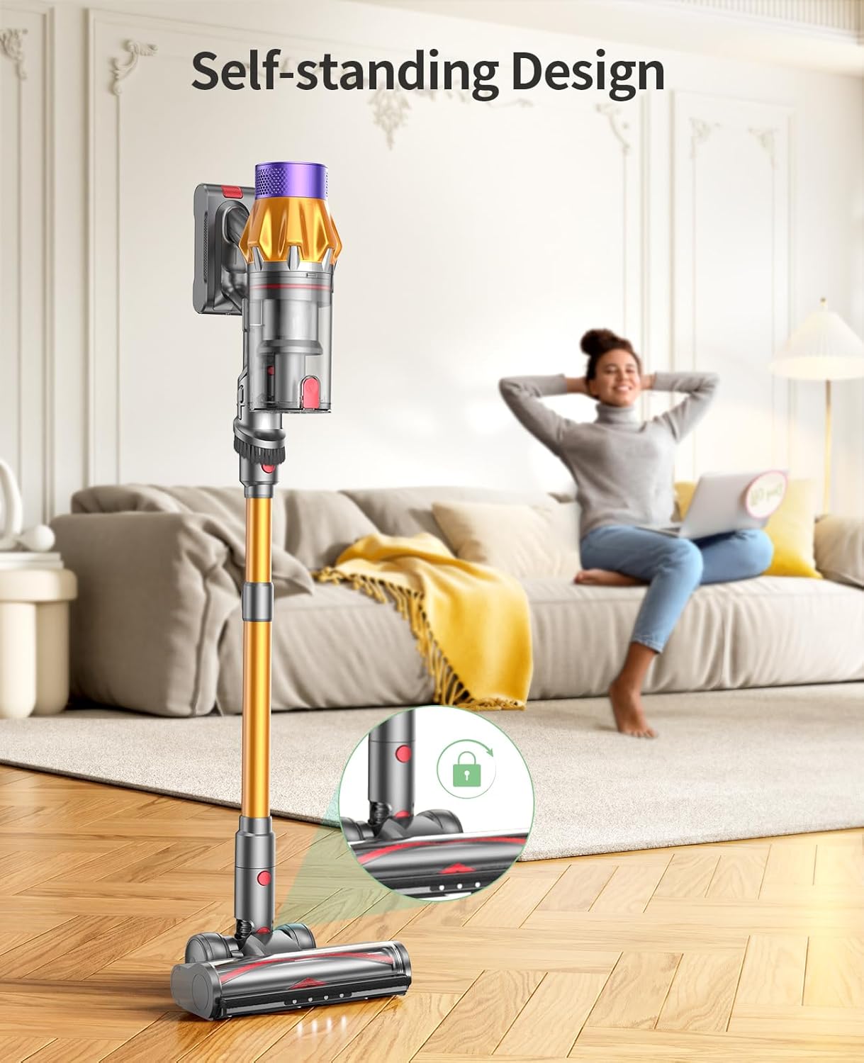 SunSare X7A Cordless Stick Vacuum Cleaner - Powerful 550W Motor, 13.2 PSI Suction, 60-Minute Runtime, and Smart Touchscreen Control