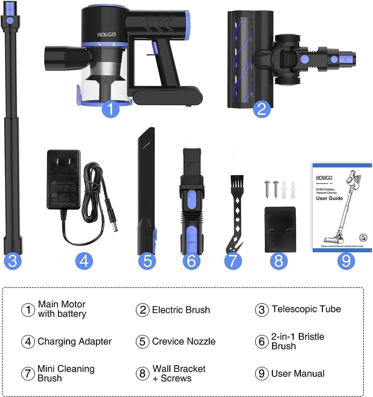 WOWGO 6-in-1 Cordless Vacuum Cleaner: Versatile Handheld and Stick Vacuum with 40-Minute Runtime for Efficient Cleaning on All Surfaces