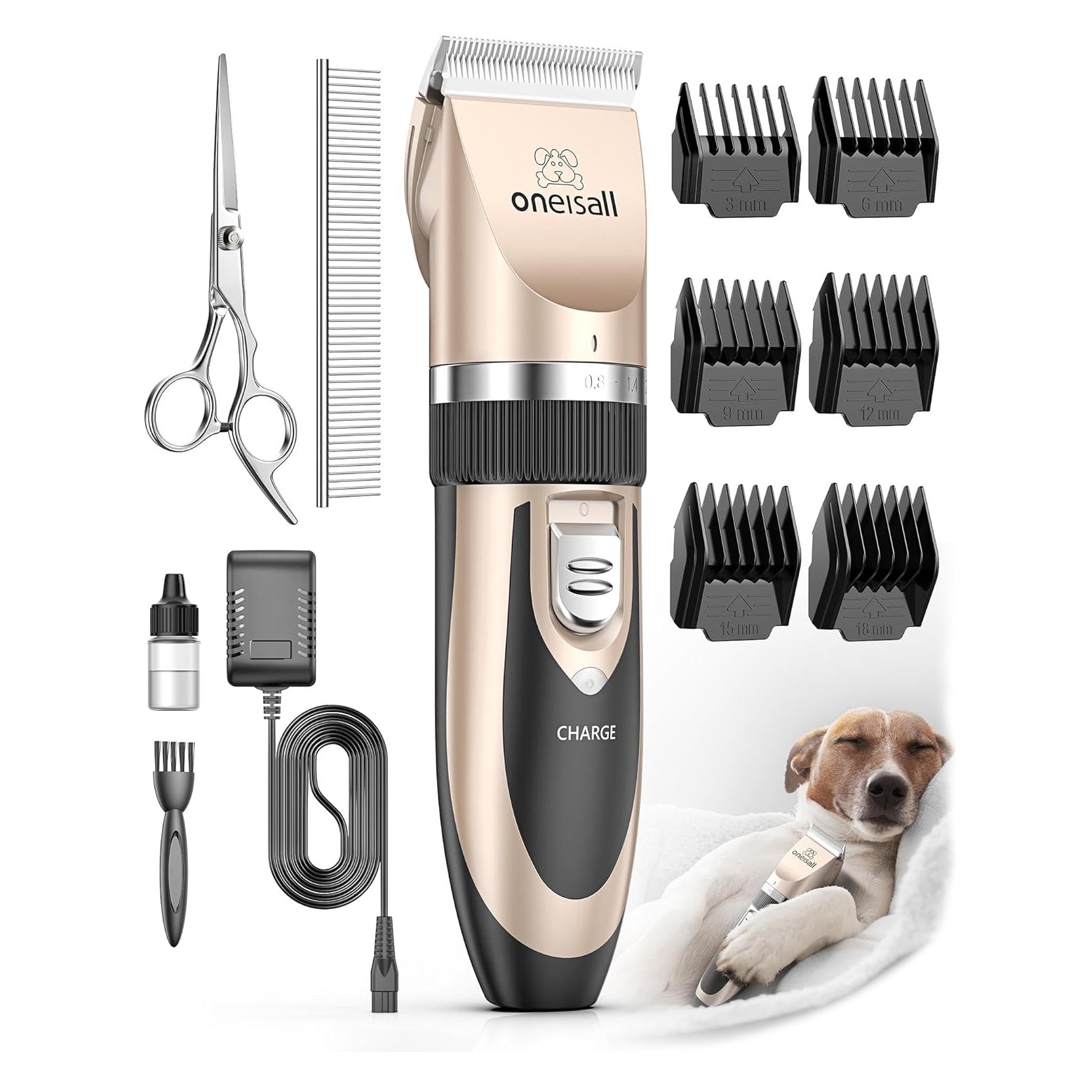 Oneisall Low-Noise Cordless Pet Clippers – Premium Grooming Kit for Dogs & Cats