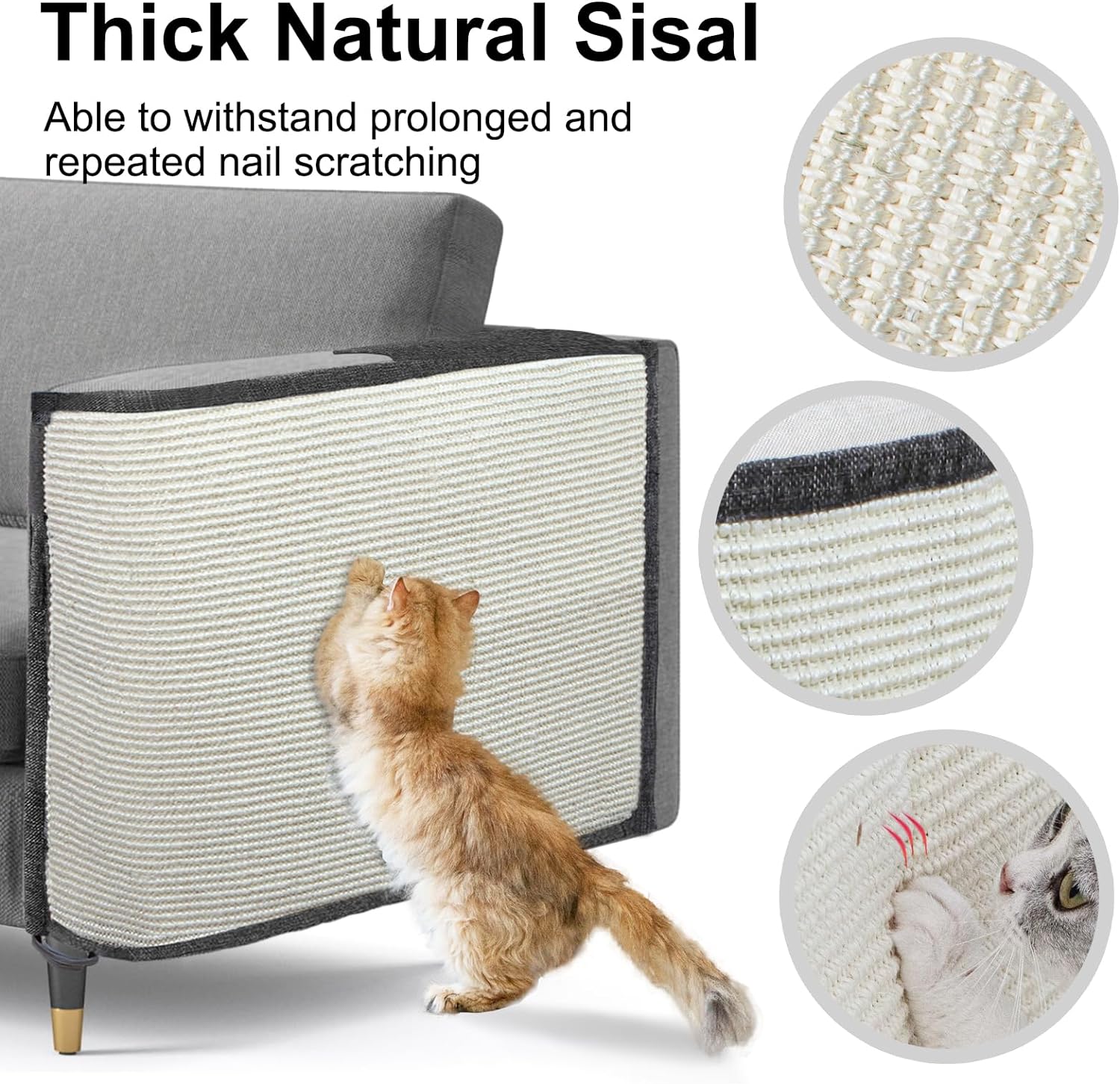 Oroonoko Natural Sisal Furniture Protector for Cats – Perfect for Sofas and Chairs