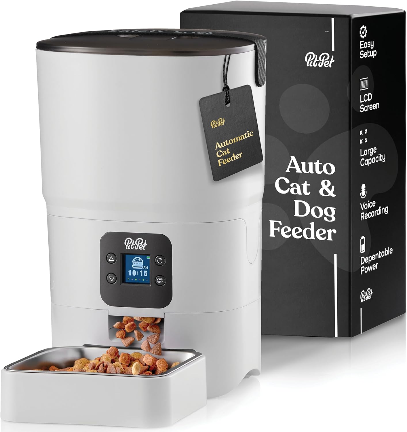 Smart Automatic Cat Feeder – 6-Liter Capacity with LCD Display, Portion Control, Voice Recorder, and Desiccant Bag for Enhanced Freshness