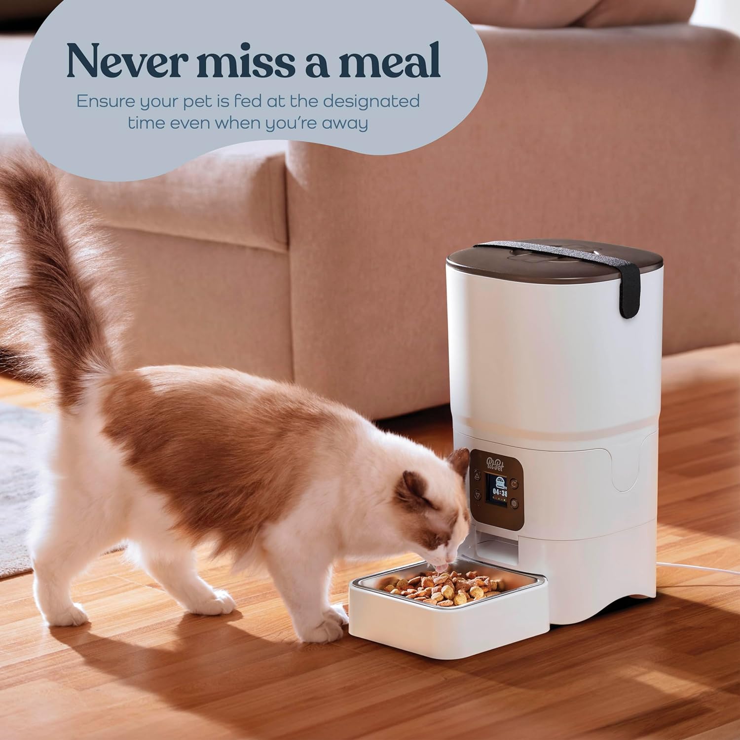 Smart Automatic Cat Feeder – 6-Liter Capacity with LCD Display, Portion Control, Voice Recorder, and Desiccant Bag for Enhanced Freshness