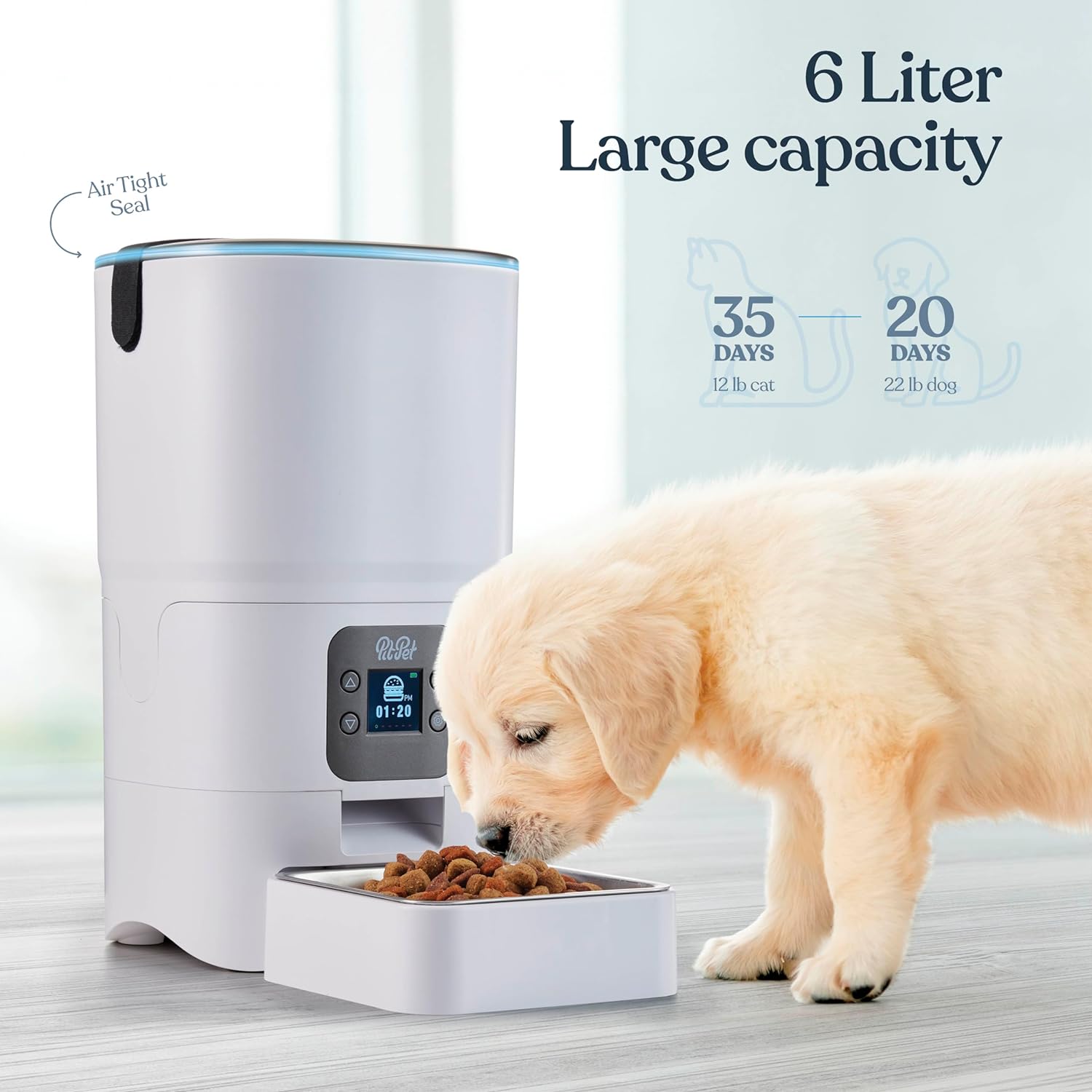 Smart Automatic Cat Feeder – 6-Liter Capacity with LCD Display, Portion Control, Voice Recorder, and Desiccant Bag for Enhanced Freshness