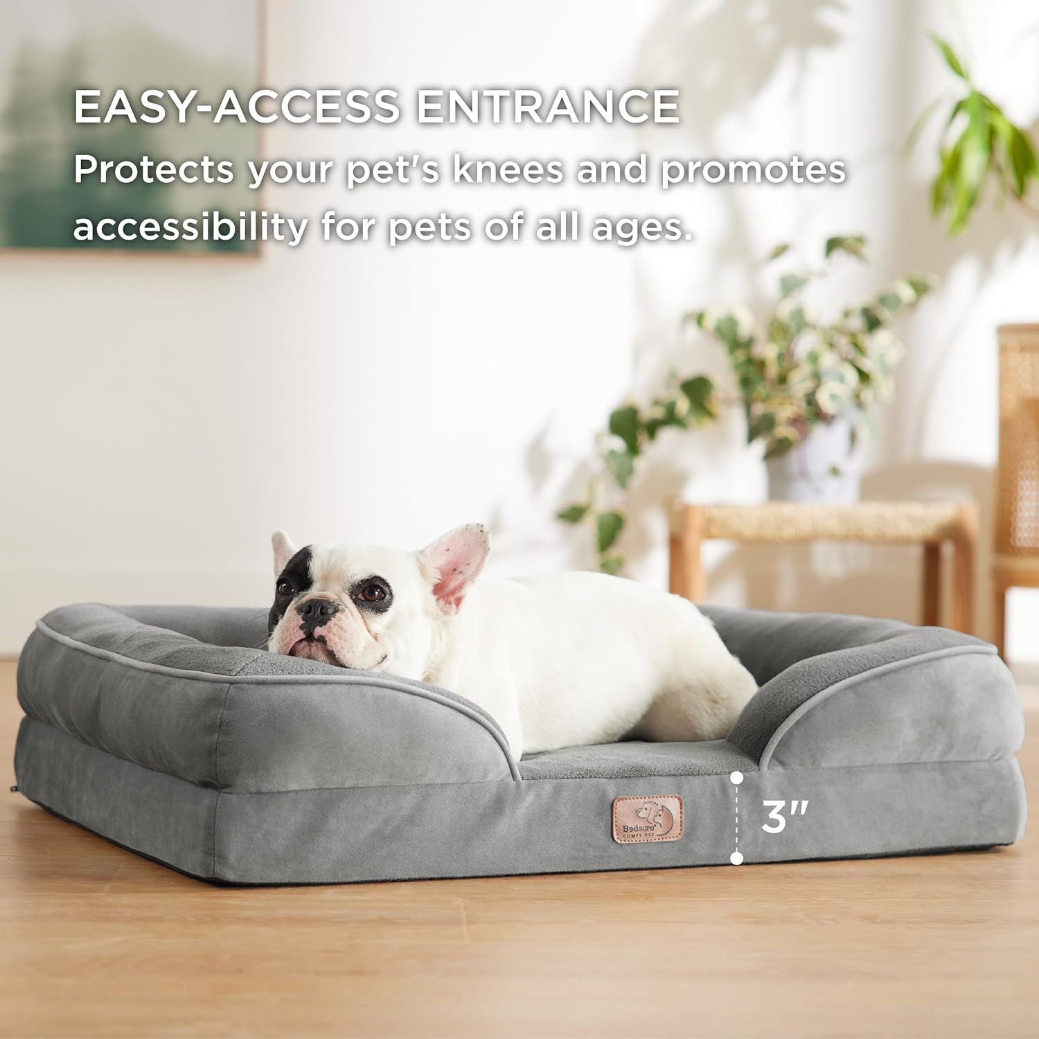 Bedsure Orthopedic Dog Bed for Medium Dogs – Waterproof, Supportive Foam Sofa with Removable Cover