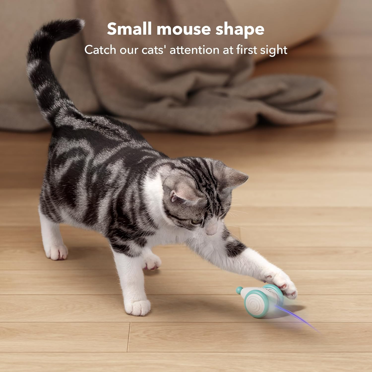 PETLIBRO 2024 Interactive Cat Toy: USB Rechargeable Smart Sensing Toy with LED Lights for Indoor Cats and Kittens