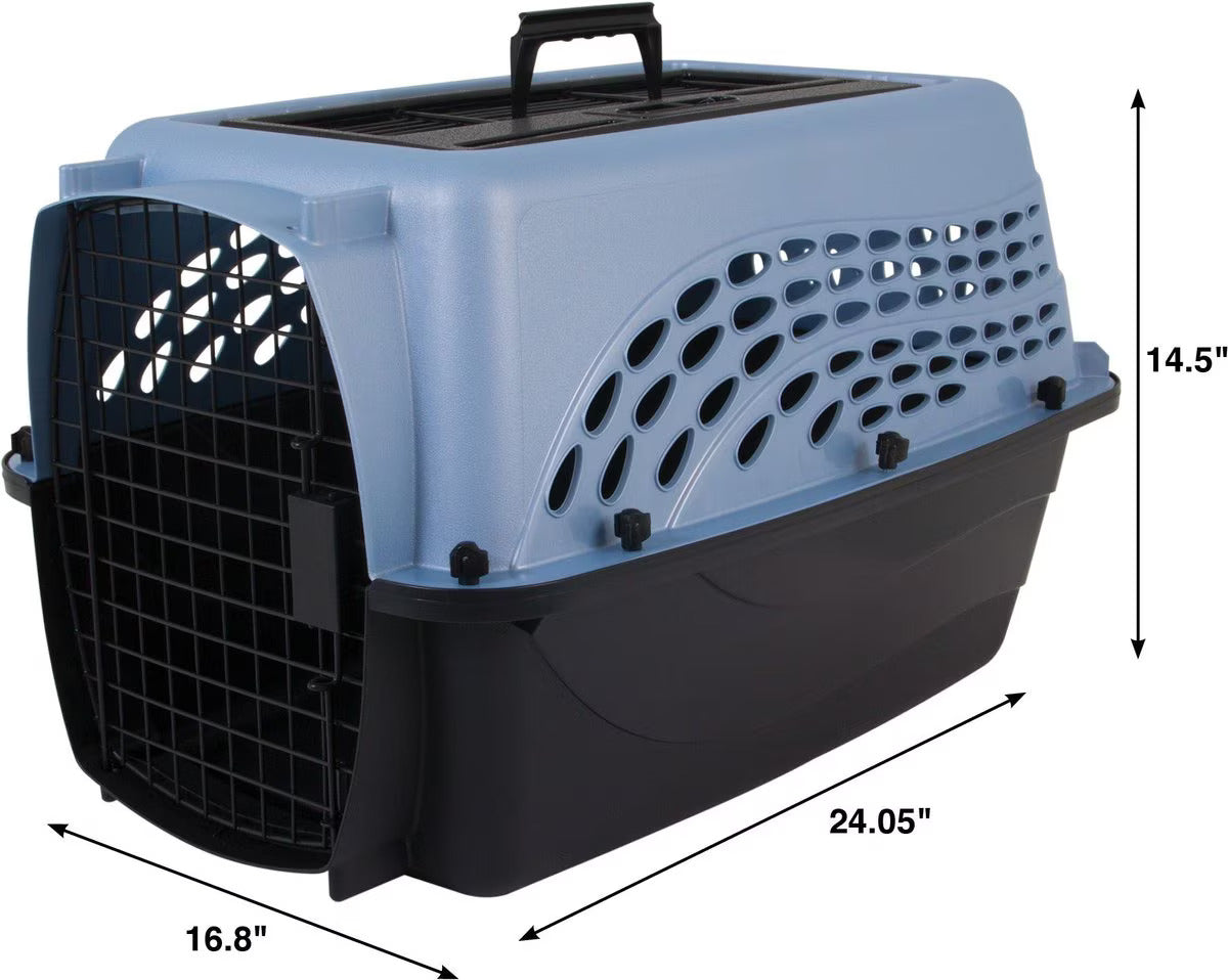 Petmate Two-Door Small Pet Carrier – Top & Front Loading, Eco-Friendly, 24-Inch, for Pets up to 15 lbs