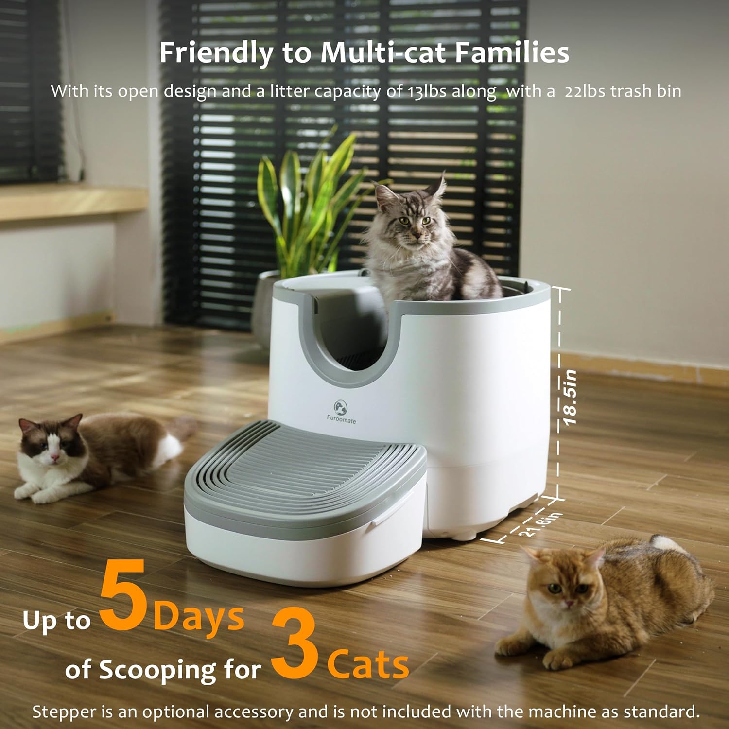 Furoomate Automatic Self-Cleaning Litter Box - Spacious Design with Advanced Safety Features