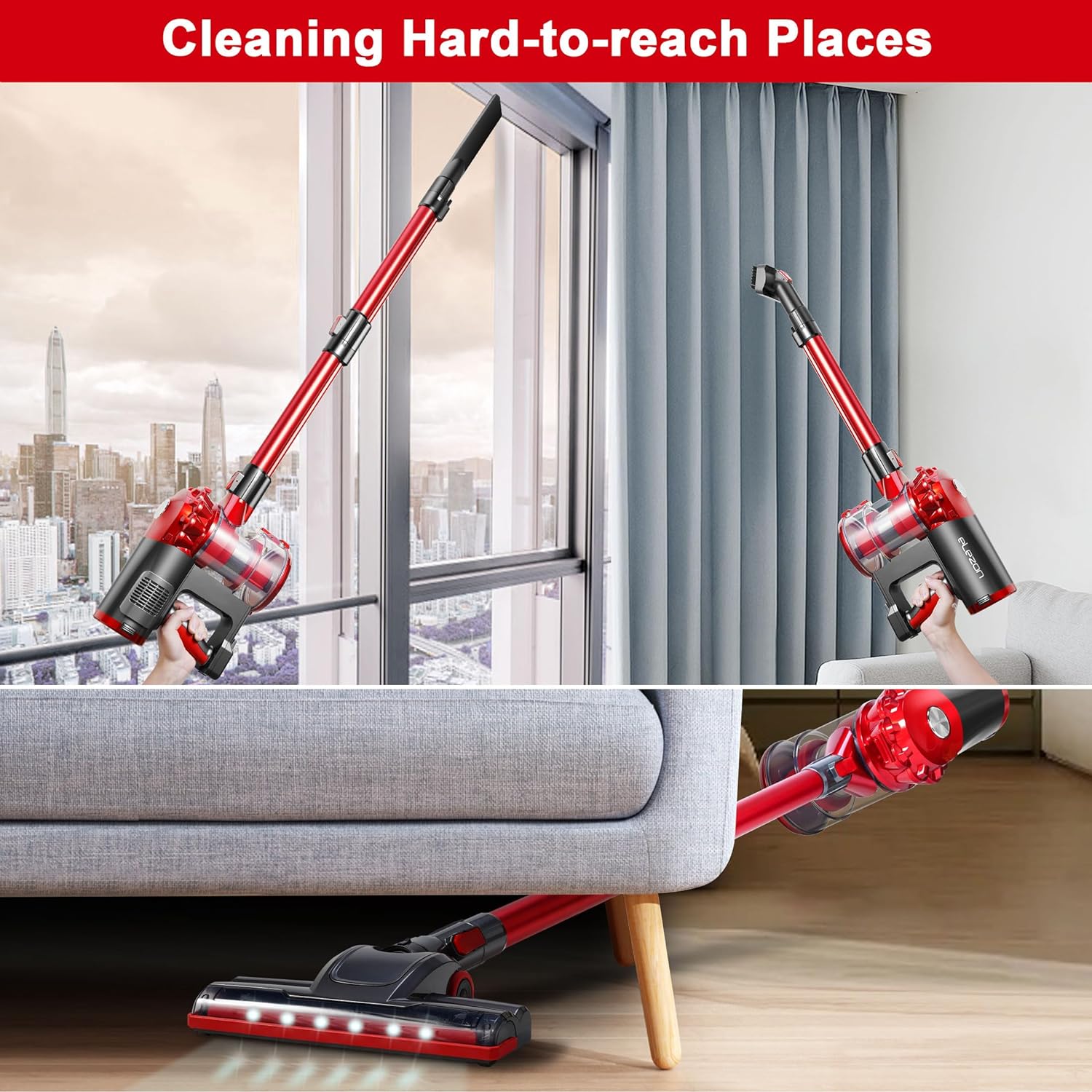 Elezon A200 Cordless Vacuum Cleaner – High-Performance, Rechargeable, with Multi-Cyclone Bagless System