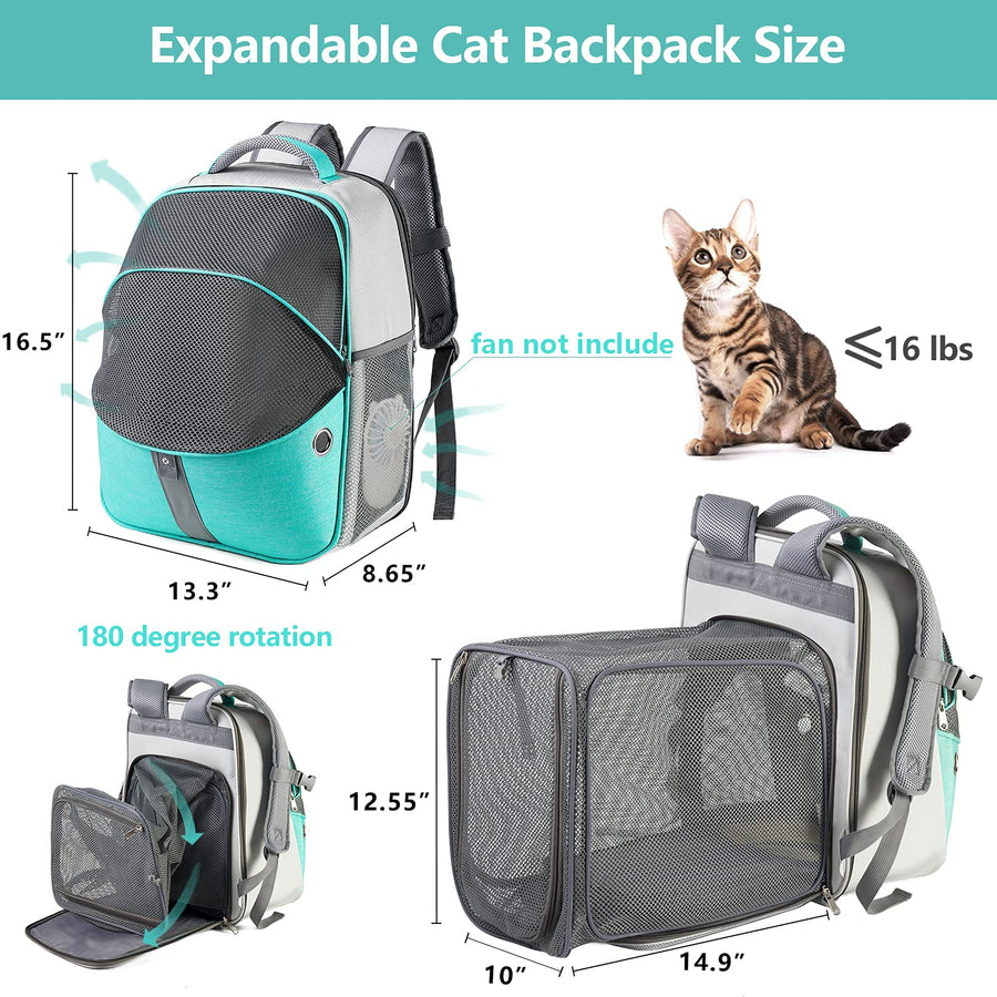 ELLONI Expandable Cat Backpack Carrier – Premium Pet Travel Backpack for Cats and Small Dogs