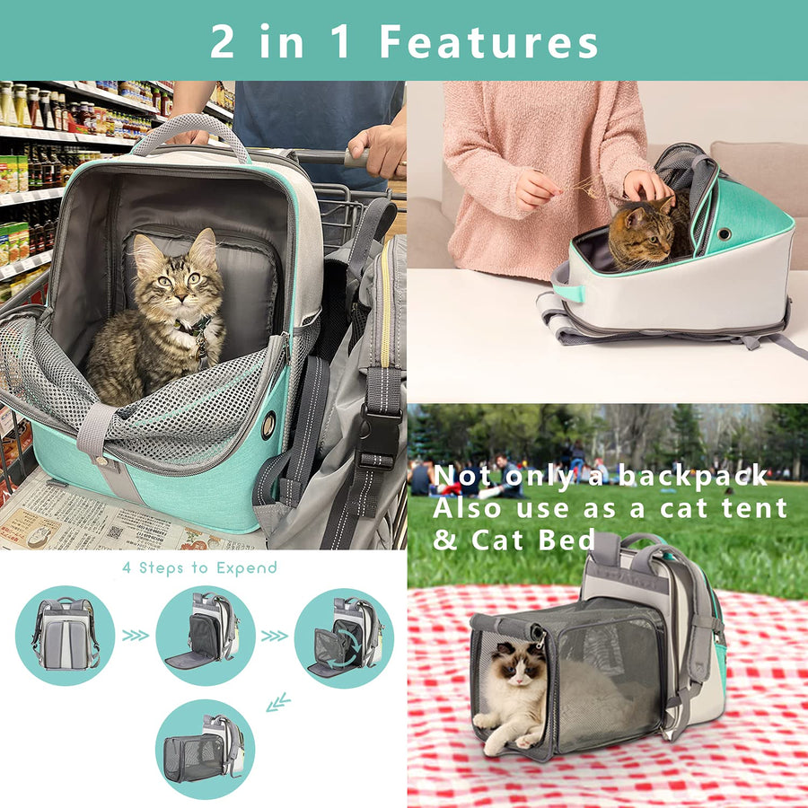 ELLONI Expandable Cat Backpack Carrier – Premium Pet Travel Backpack for Cats and Small Dogs