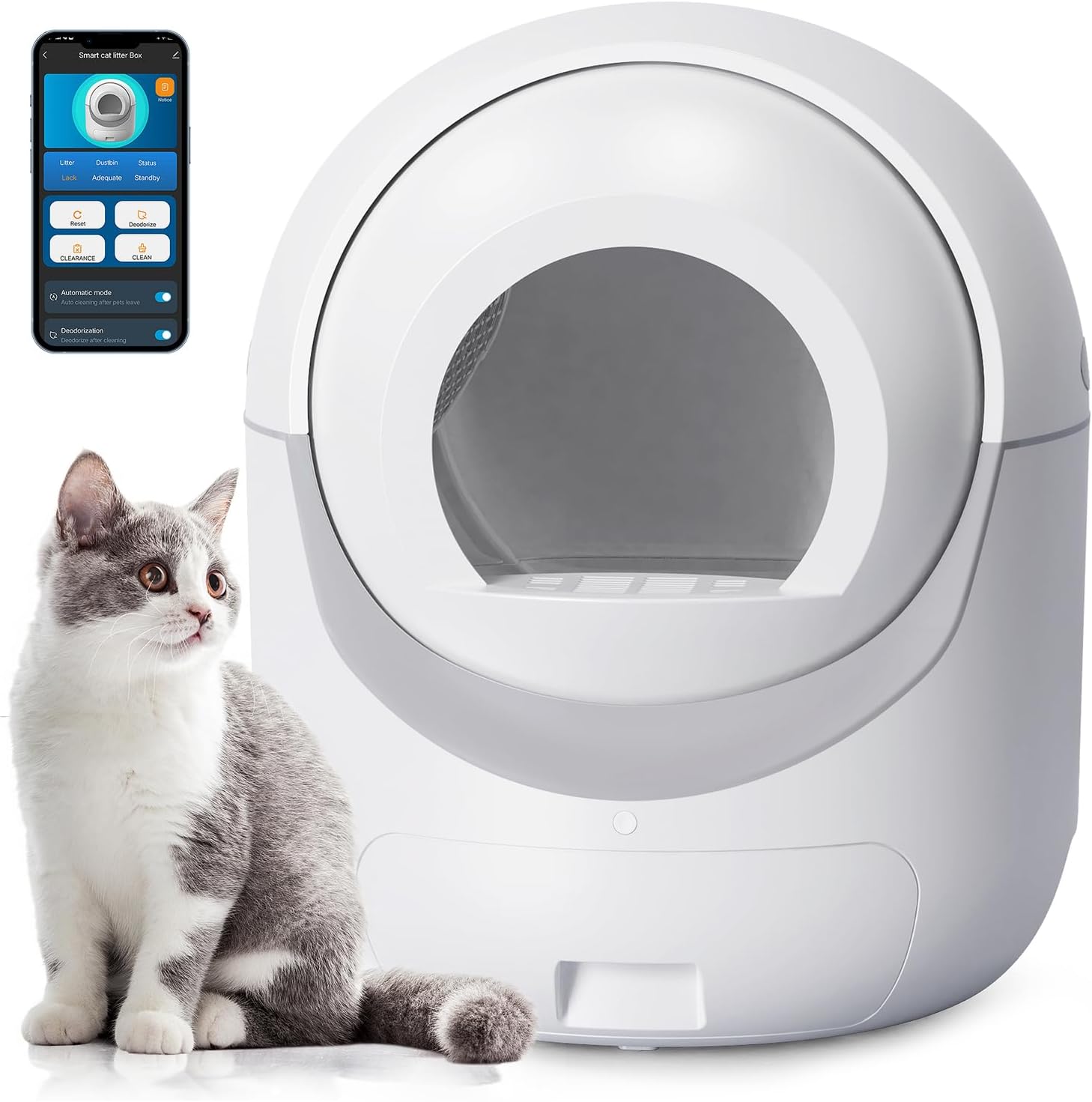 Smart Self-Cleaning Cat Litter Box with App Control – Advanced Odor Management & Safety Features for Multi-Cat Homes