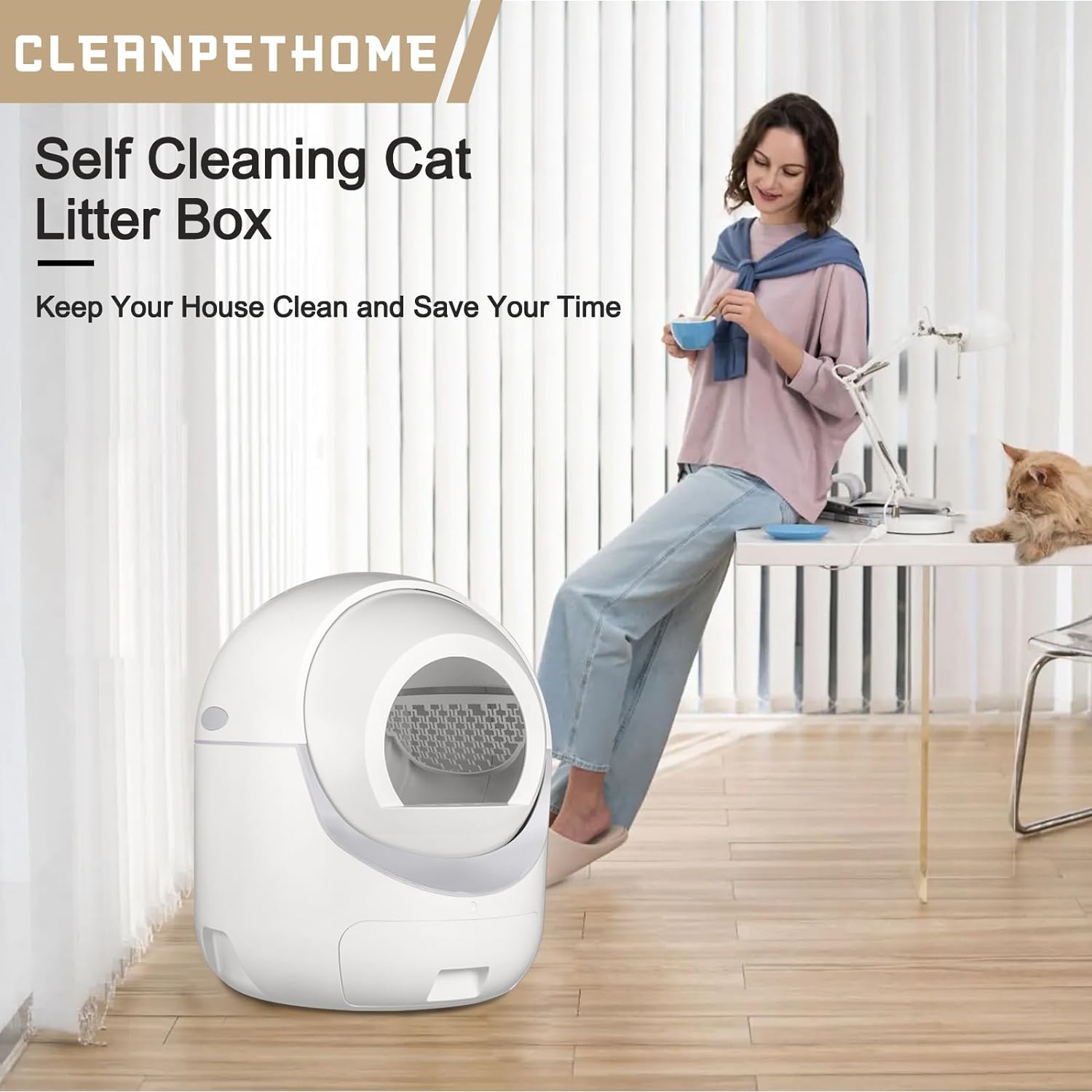 Smart Self-Cleaning Cat Litter Box with App Control – Advanced Odor Management & Safety Features for Multi-Cat Homes