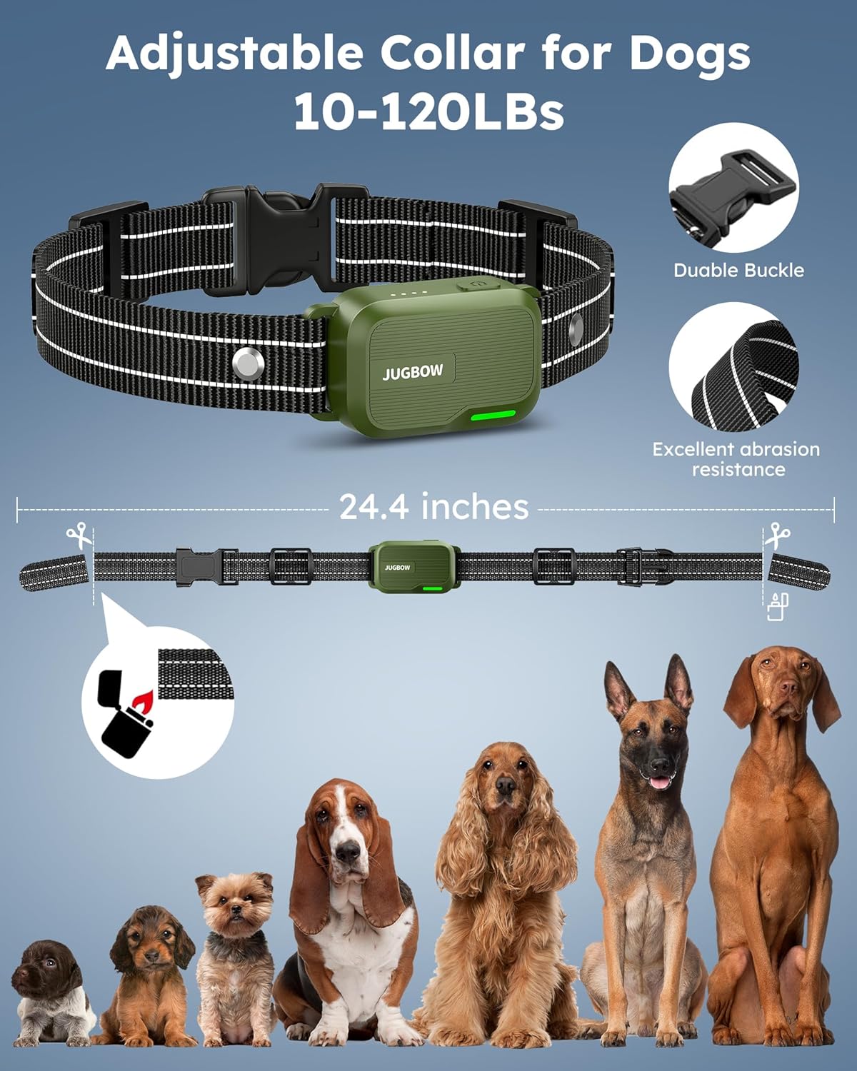 Jugbow Dual-Dog Training Collar (10-120 lbs) – 3300 ft Range, IPX7 Waterproof with Remote Control, 4 Training Modes