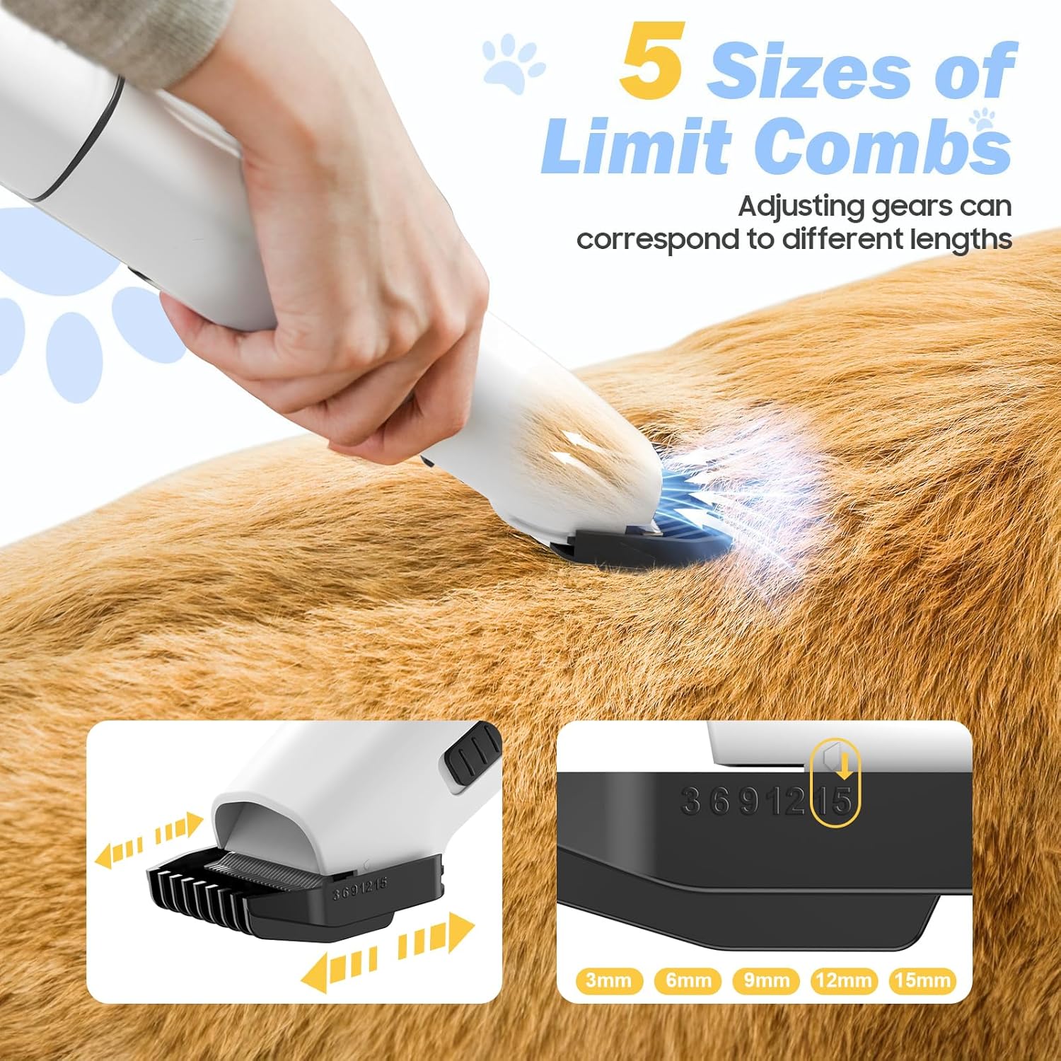 SNOYWEN 3-in-1 Dog Grooming Kit with Vacuum, Hair Dryer & Electric Clippers