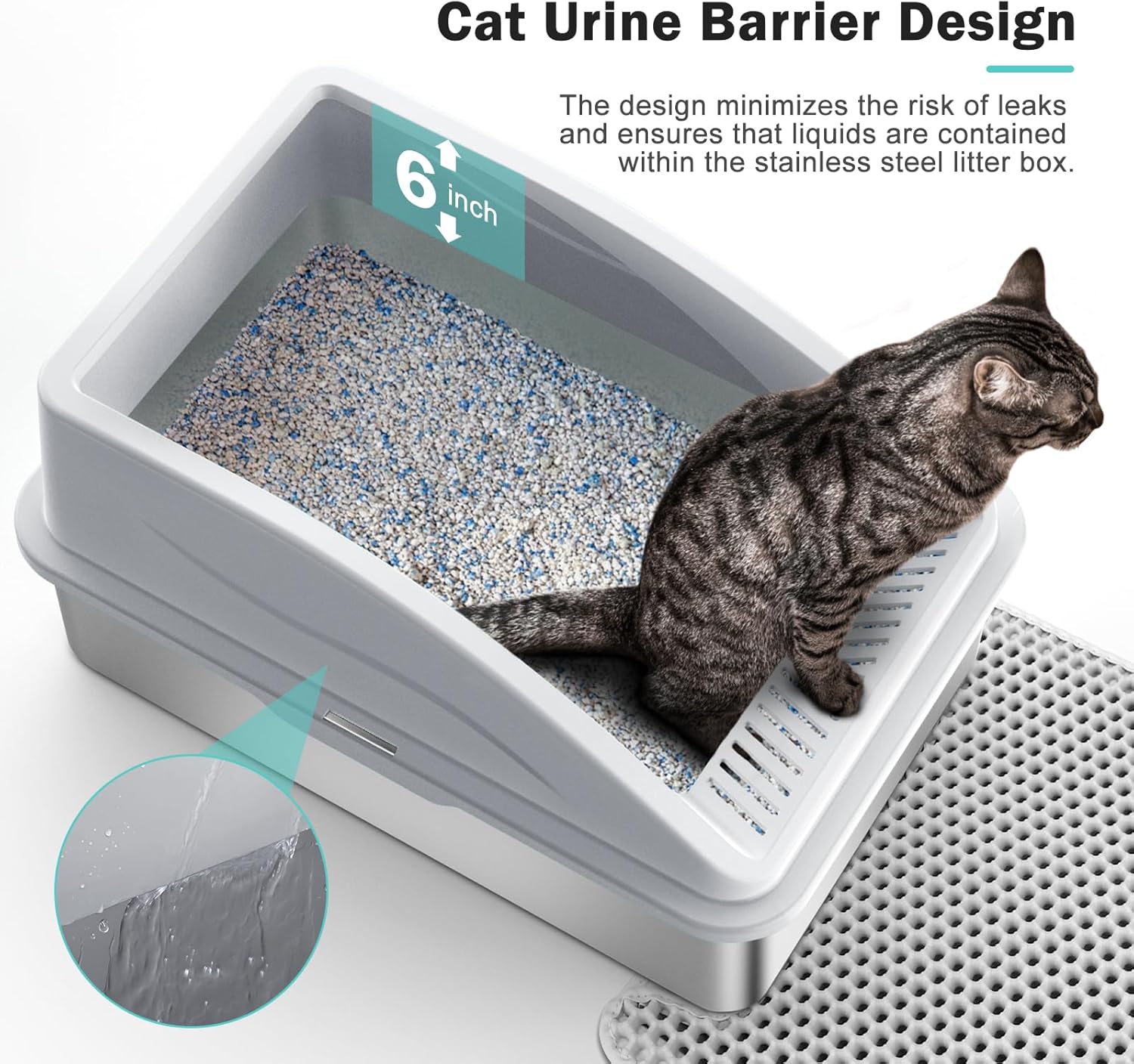 Premium Stainless Steel Enclosed Cat Litter Box | Extra Large Design for Large Breeds