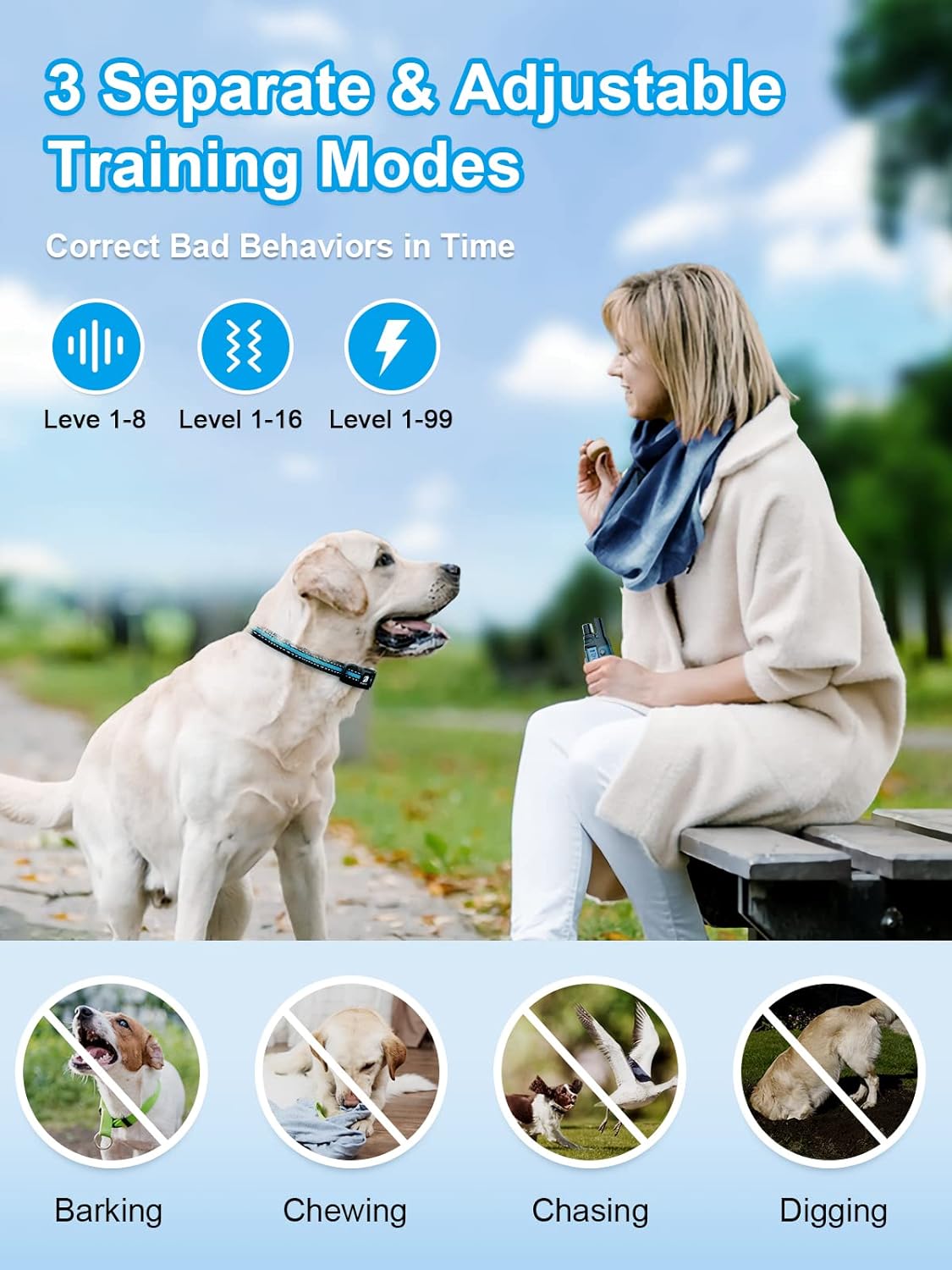 BOUSNIC Dual-Dog Training Collar System: Waterproof Remote Training Solution for Dogs (5-120 lbs) – 3300 ft Range