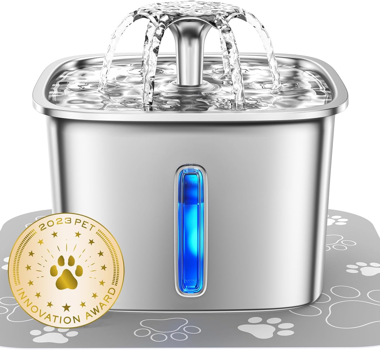 Veken Award-Winning Stainless Steel Pet Water Fountain - 95 oz Capacity