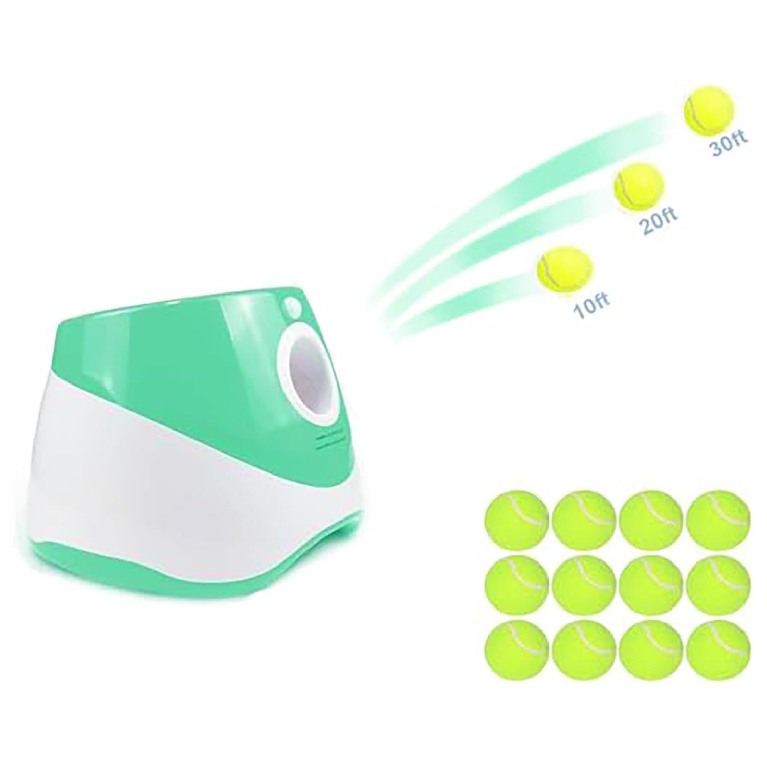 Automatic Dog Ball Launcher with 12 Mini Tennis Balls – Interactive Ball Throwing Machine for Small Dogs, Perfect for Indoor and Outdoor Play (Green)