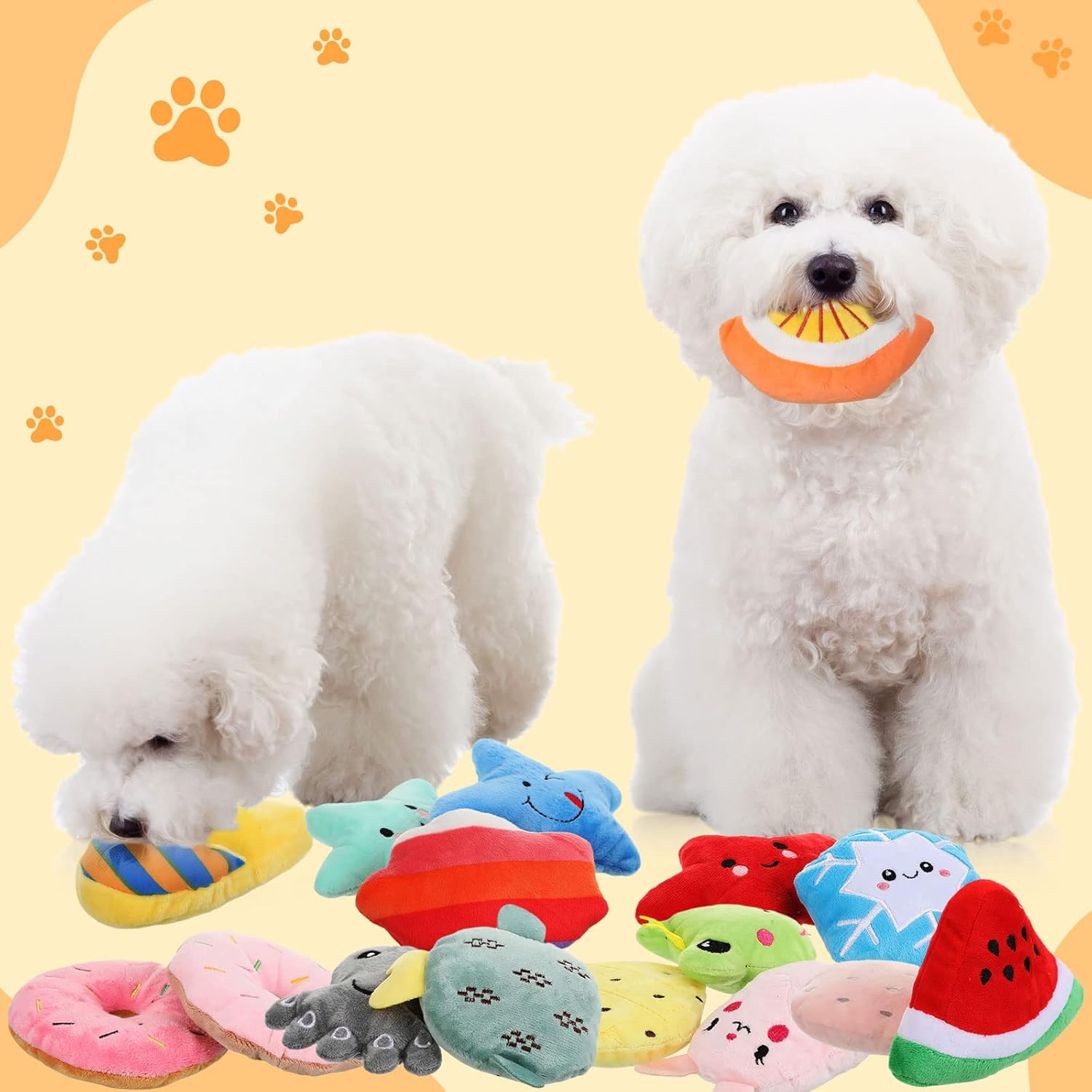 Hungdao 80-Piece Plush Squeaky Toy Set for Puppies and Small Dogs – Engaging Chew and Teething Toys with Unique Designs