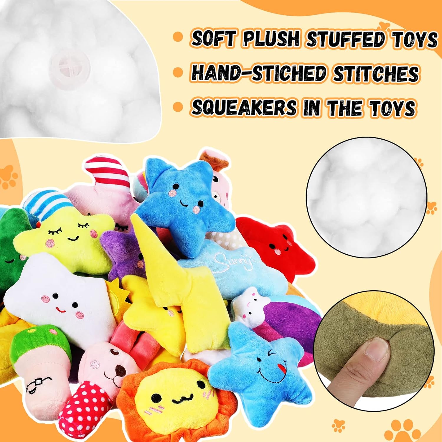 Hungdao 80-Piece Plush Squeaky Toy Set for Puppies and Small Dogs – Engaging Chew and Teething Toys with Unique Designs