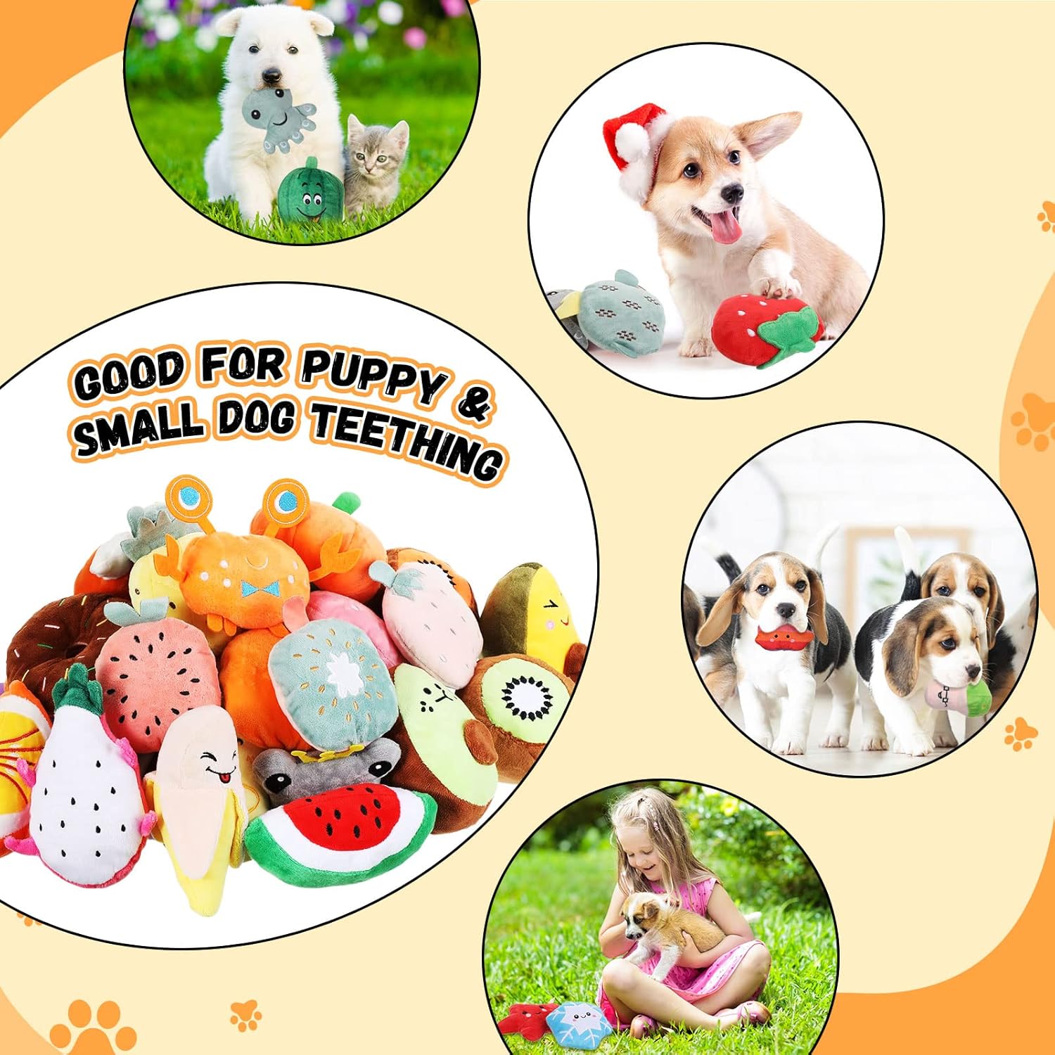 Hungdao 80-Piece Plush Squeaky Toy Set for Puppies and Small Dogs – Engaging Chew and Teething Toys with Unique Designs