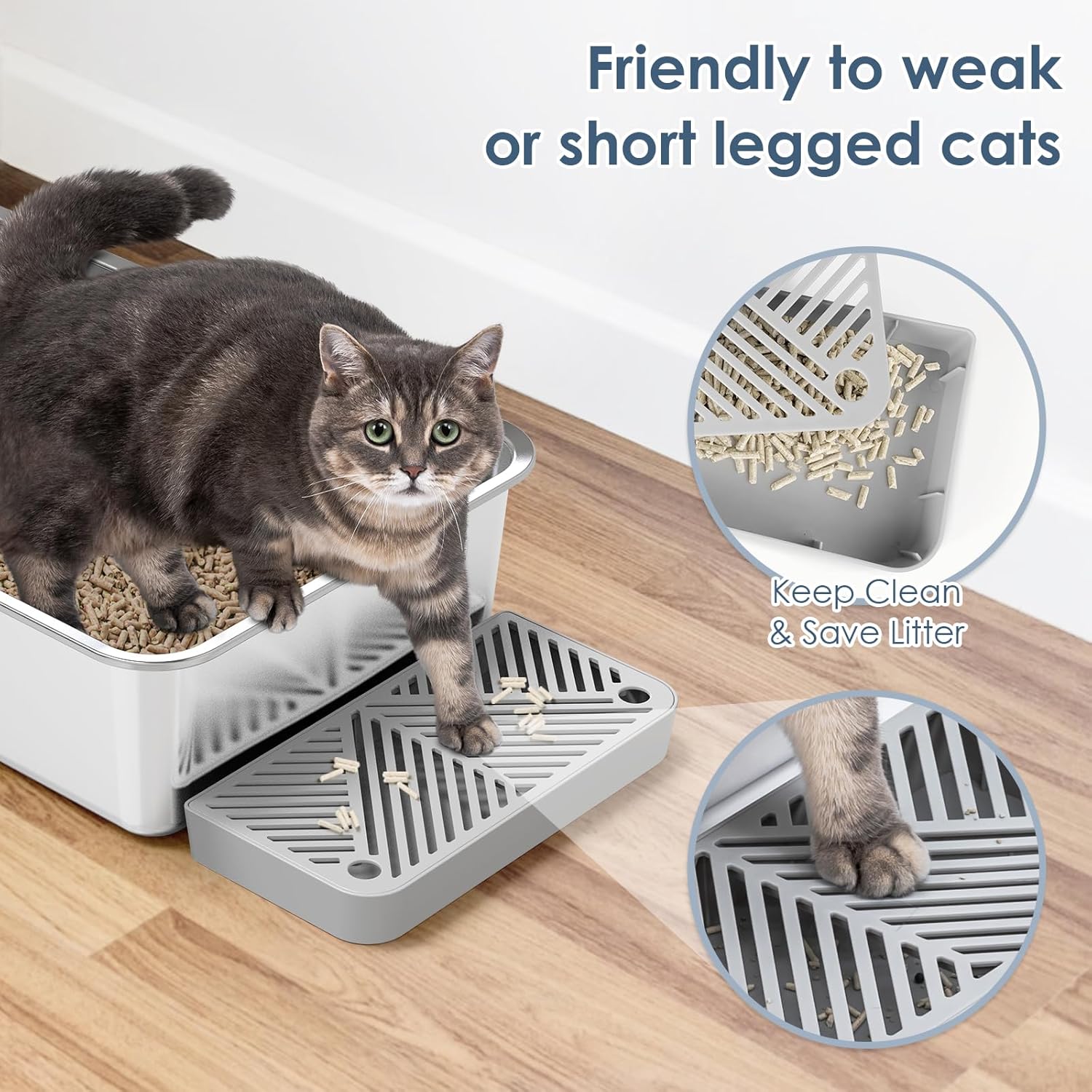 Suzzipaws Extra-Large Stainless Steel Cat Litter Box Set (2-Pack) – High-Sided, Non-Stick, and Easy to Clean (23.6" x 16" x 6")