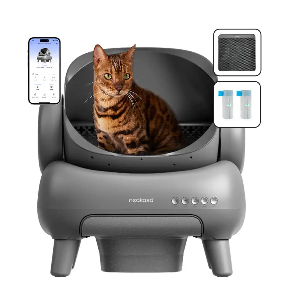 Neakasa M1 Open-Top Automatic Self-Cleaning Cat Litter Box with APP Control – Odor-Free Waste Management, Includes Litter Mat and 2 Rolls (30 Bags)